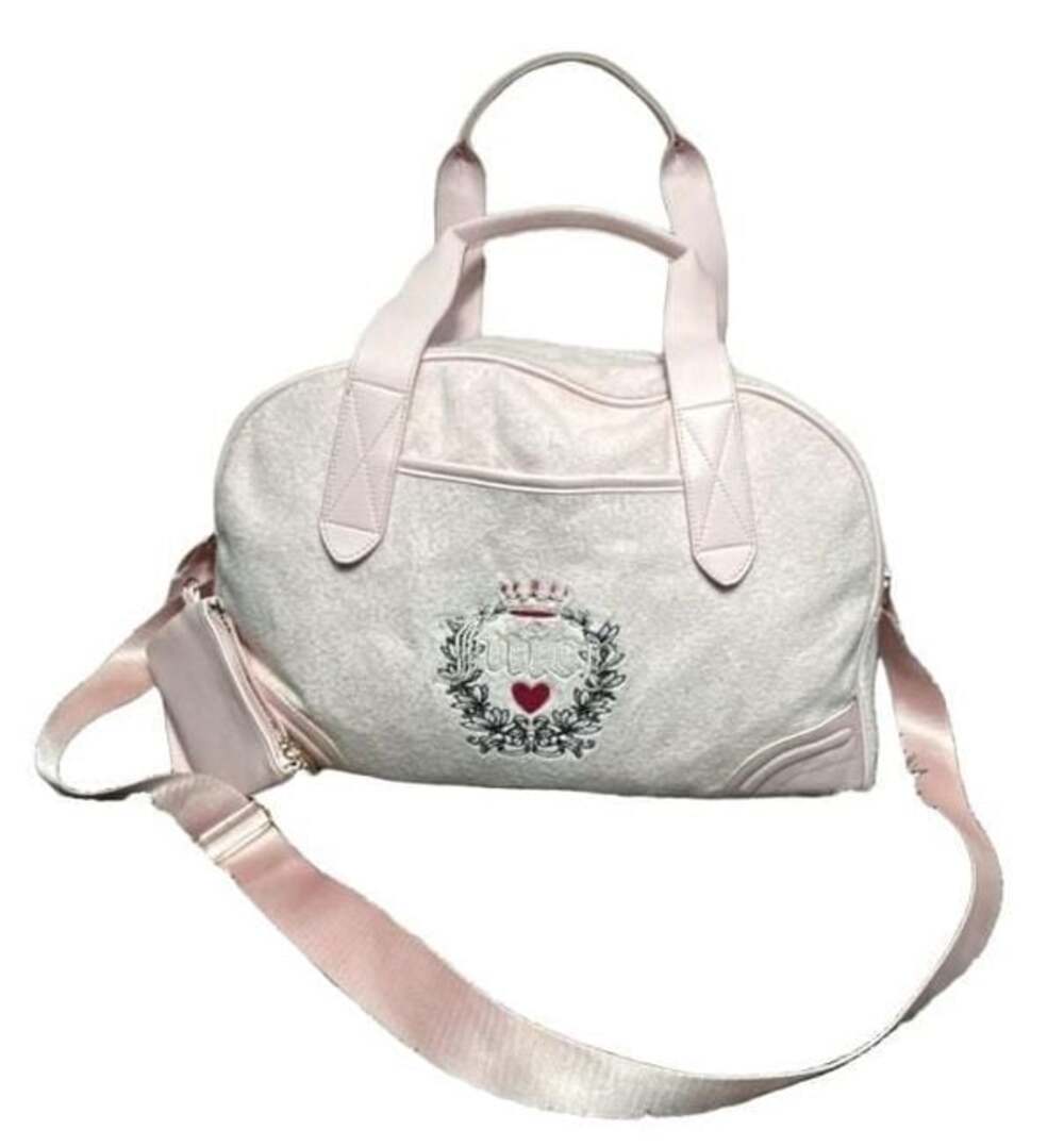 Juicy Couture Light Pink Velour Heritage Weekender Duffle Bag